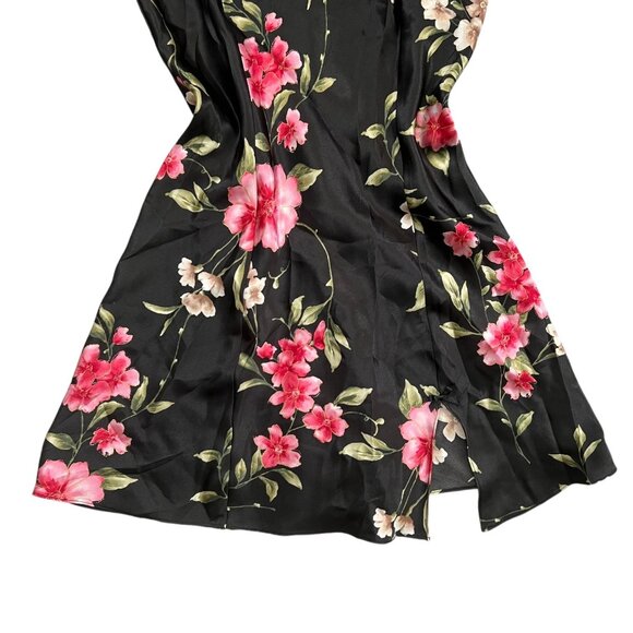 Bay Studio Sleepwear Floral Lace Trim Bow Satin Mini Slip Dress Black S Coquette - Picture 6 of 13